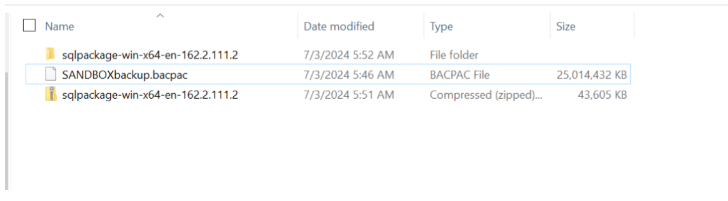 Import Database from Bacpac File