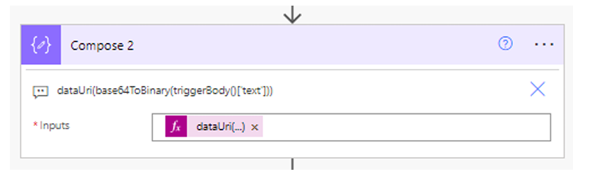 Power Automate output showing the converted URL ready for consumption in PowerApps.