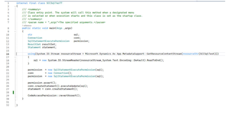 How to run SQL command using X++ code